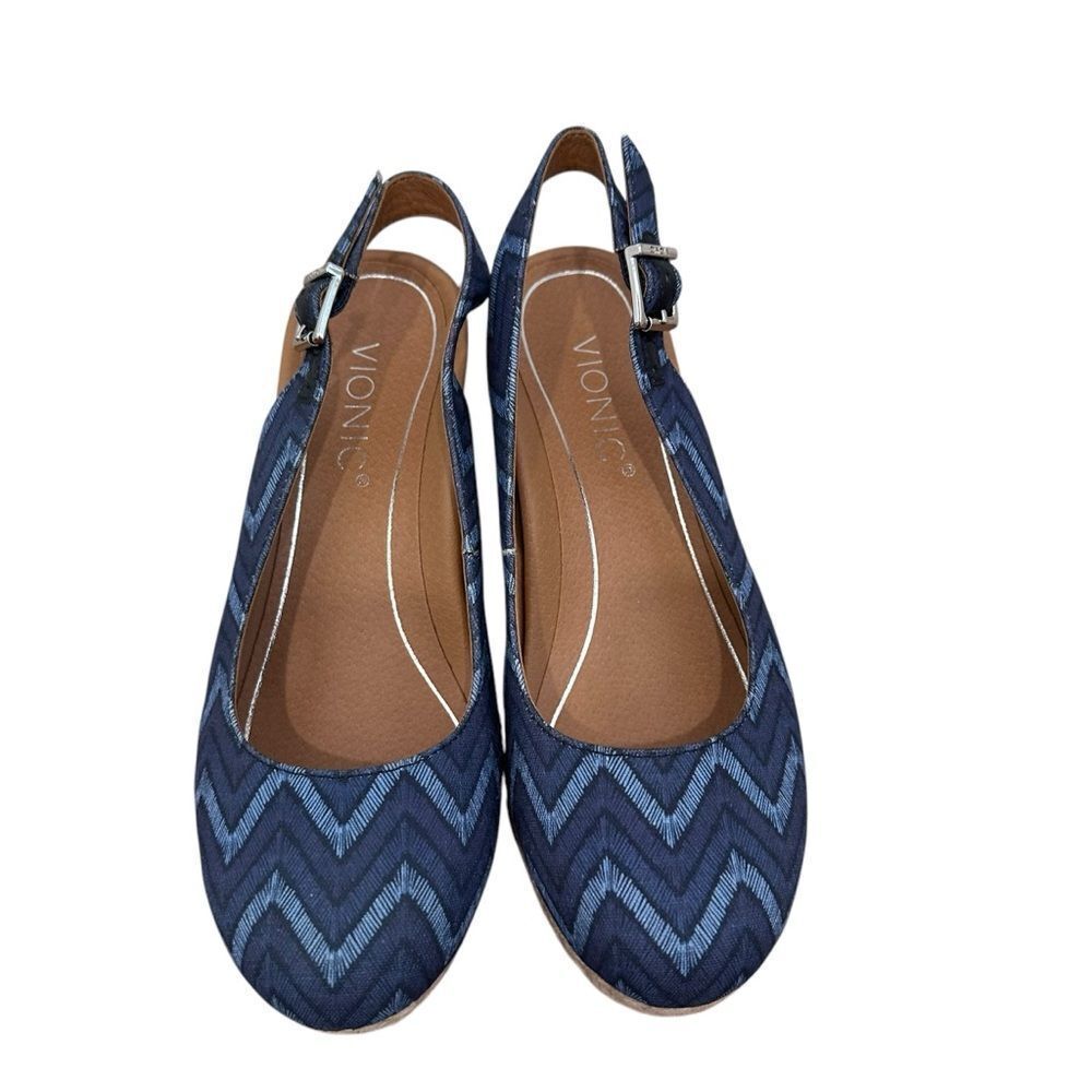 Vionic Aruba Coralina Slingback Wedge Espadrille Orthotic Arch Support Navy - Picture 4 of 7